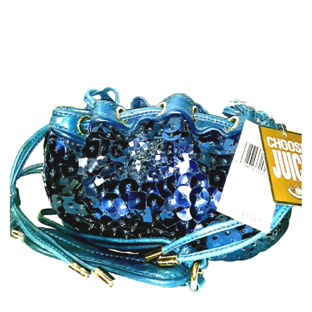 NWT*JUICY COACH Blue Sequin Drawstring Crossbody
